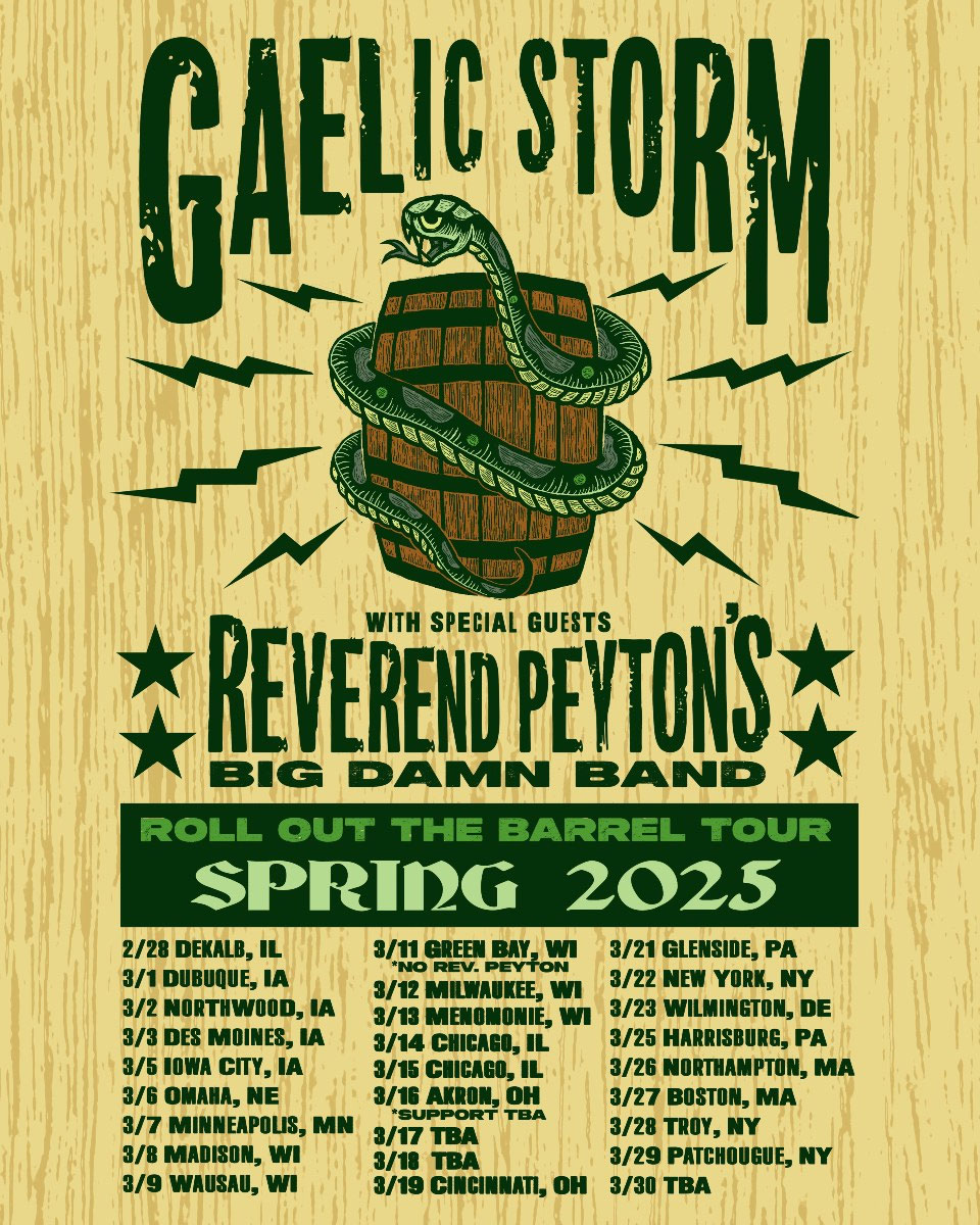 Gaelic Storm Announce "Roll Out The Barrel Tour!" with The Reverend Peyton's Big Damn Band