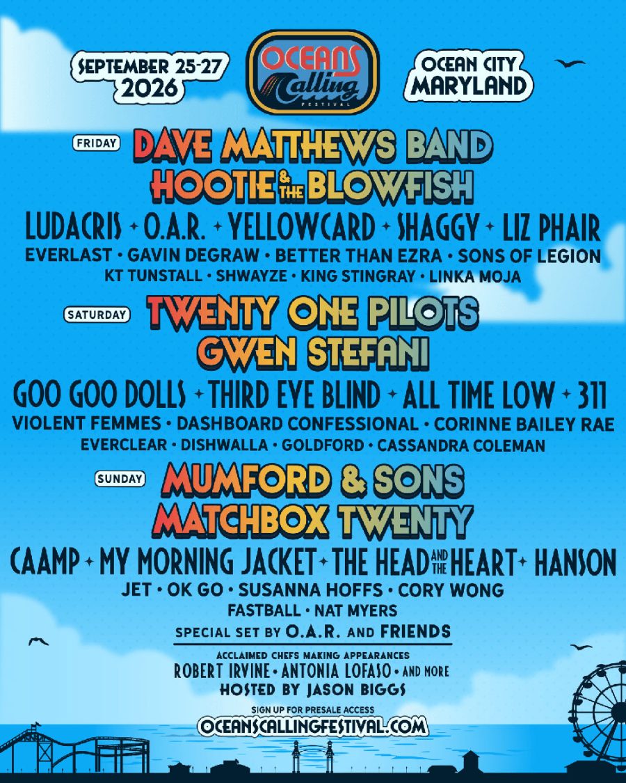 Oceans Calling Festival 2026 Announced With Dave Matthews Band, Hootie & The Blowfish, Twenty One Pilots and Mumford & Sons